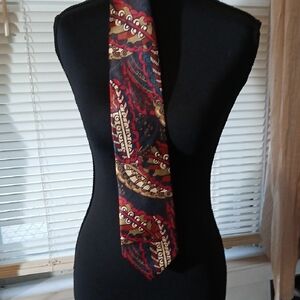 Dior Red and Blue Artistic 100% Silk Tie, Mas